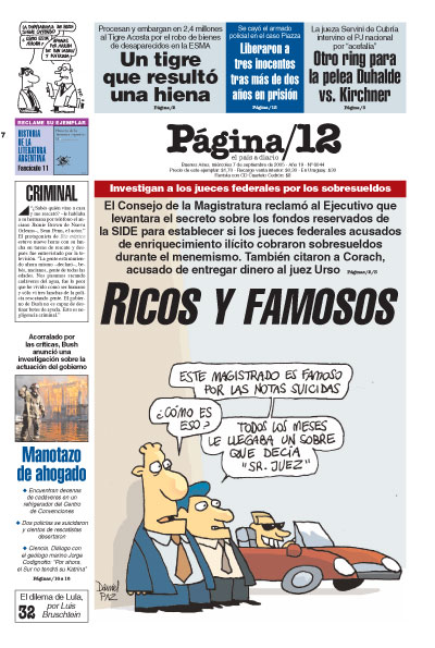 Tapa de la fecha 07-09-2005