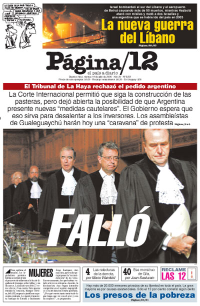 Tapa de la fecha 14-07-2006