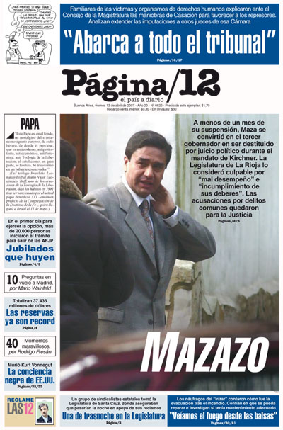Tapa de la fecha 13-04-2007