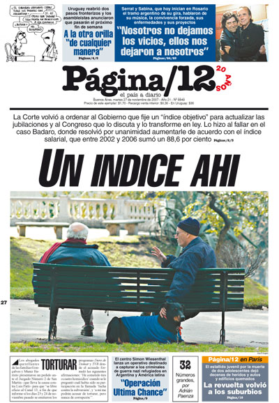 Tapa de la fecha 27-11-2007
