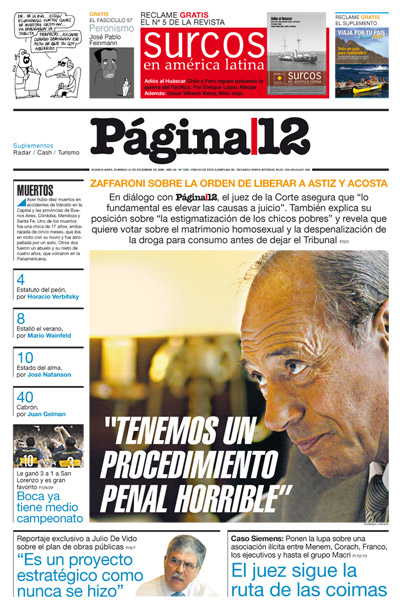 Tapa de la fecha 21-12-2008