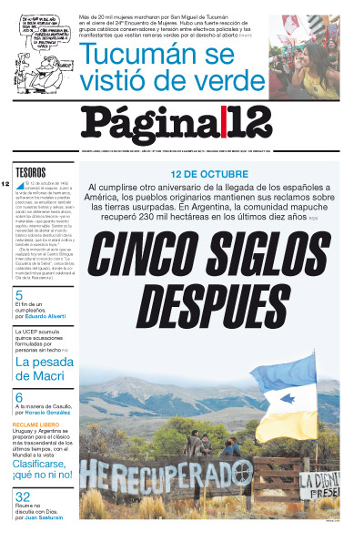 Tapa de la fecha 12-10-2009