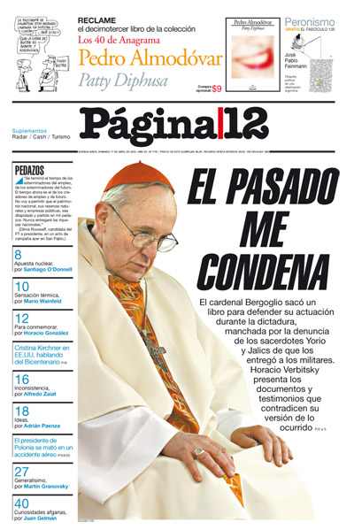 Resultado de imagen para tapas de pagina 12 contra bergoglio