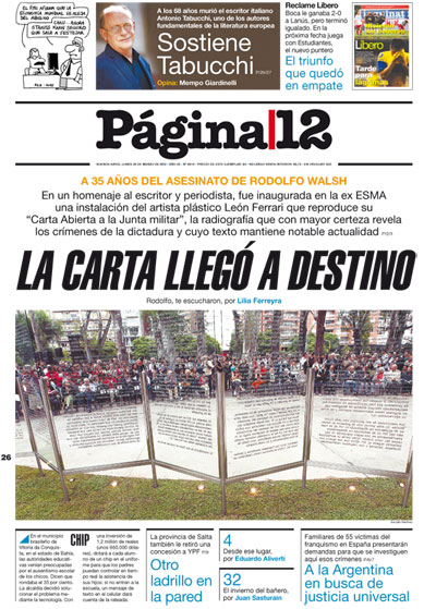 Tapa de la fecha 26-03-2012