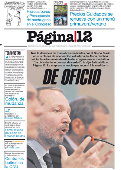 Tapa de la fecha 09-10-2014