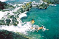 Grandes piletones naturales en la rocosa costa oriental