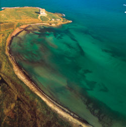 En la costa del mar Adriático, la reserva natural de Torre Guaceto, al norte de la ciudad de Brindisi.
