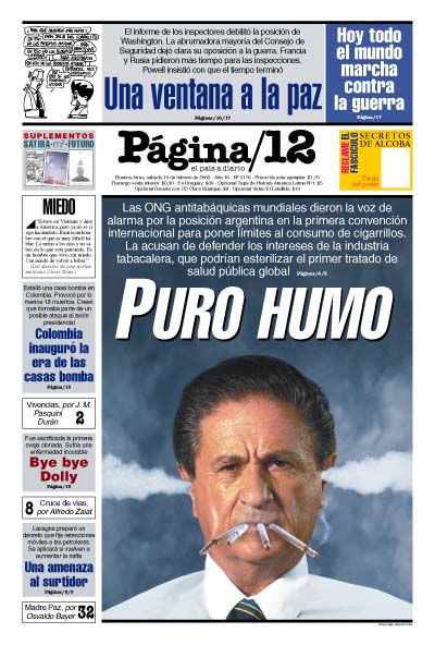 Tapa de la fecha 15-02-2003