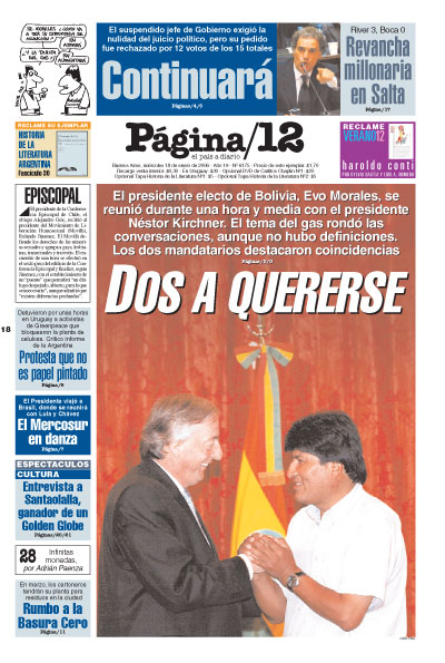 Tapa de la fecha 18-01-2006