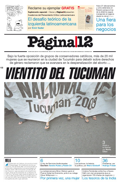 Tapa de la fecha 13-10-2009