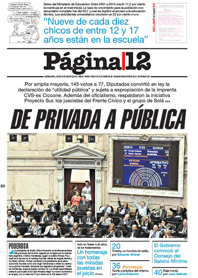 Tapa de la fecha 23-08-2012