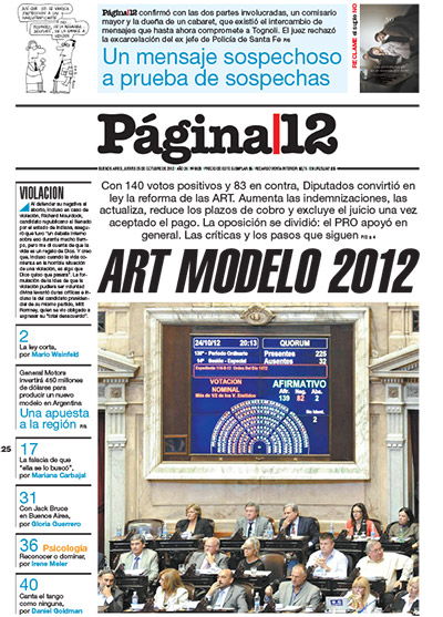 Tapa de la fecha 25-10-2012