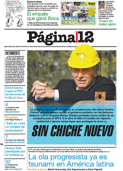 Tapa de la fecha 29-10-2012