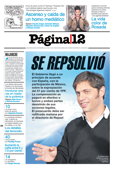 Tapa de la fecha 26-11-2013