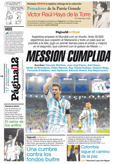 Tapa de la fecha 16-06-2014