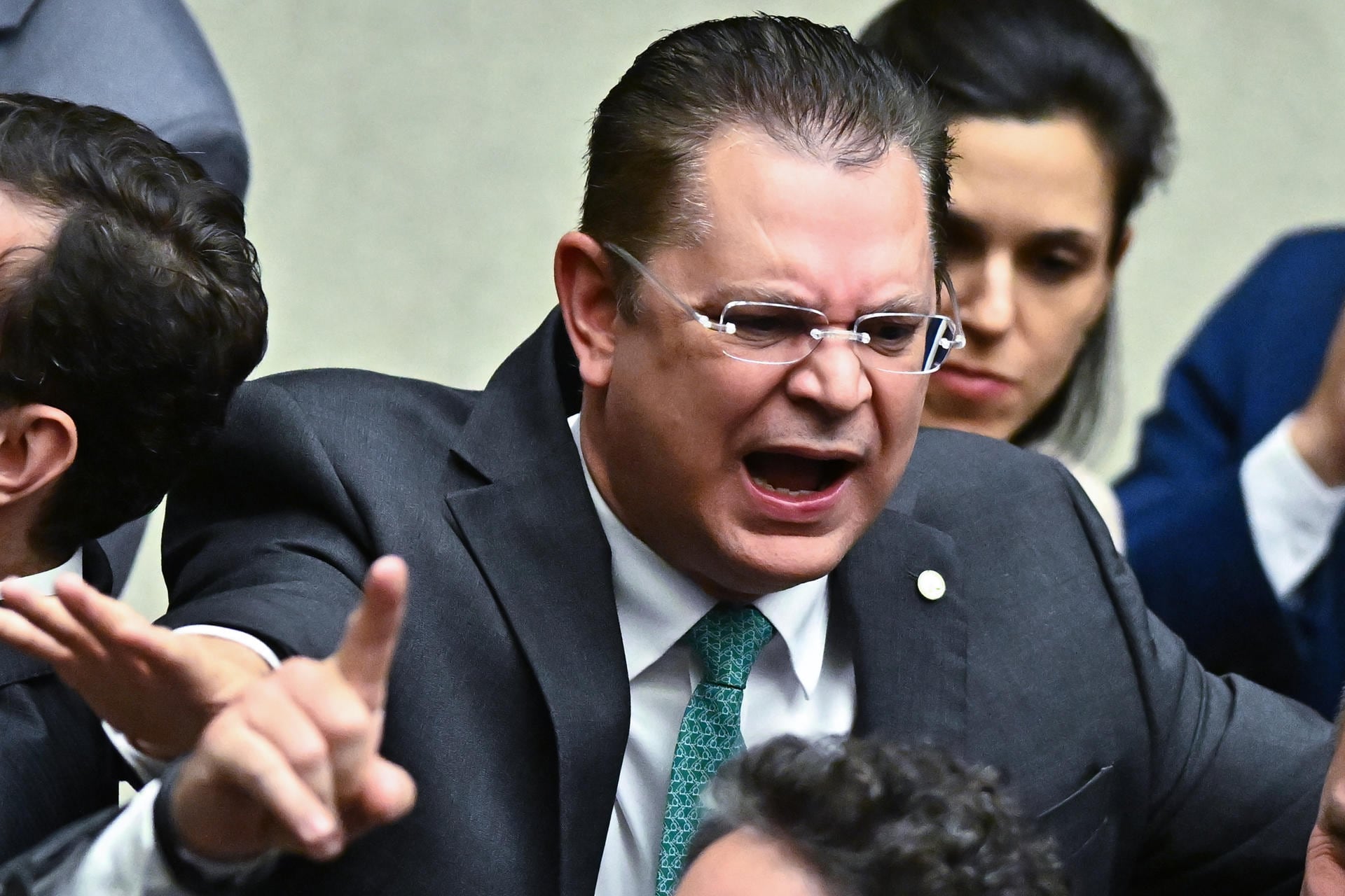 Fotografía del 9 de diciembre de 2025 del jefe del Partido Liberal (PL) en la Cámara de los Diputados, Sóstenes Cavalcante