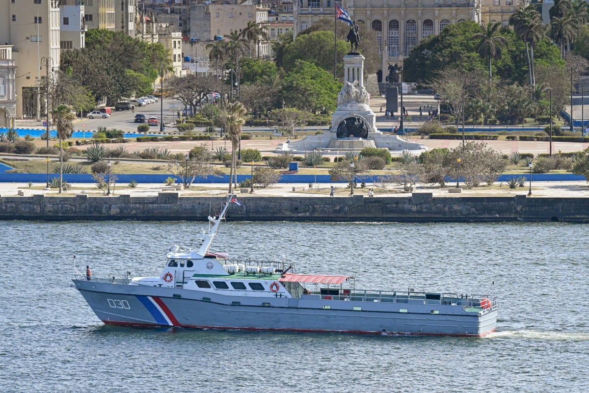 This view shows a Cuban Border Guard vessel that took part in the search for the sailboats bringing humanitarian aid to Cuba as it arrives at the port of Havana