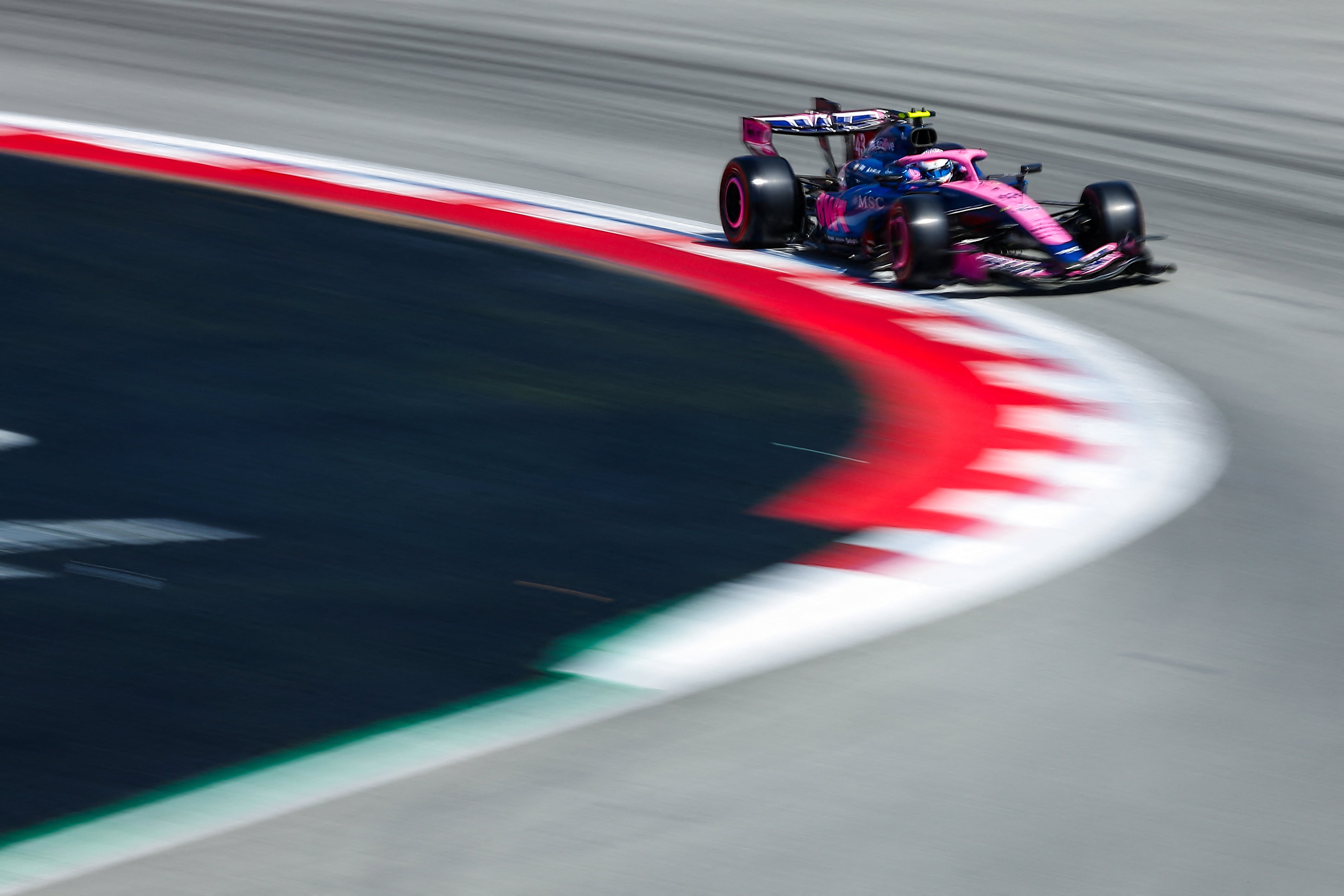 Alpine's Argentine driver Franco Colapinto takes part in the qualifying session at the Circuit de Catalunya ahead of the Catalonia Formula One Grand Prix in Montmelo, on the outskirts of Barcelona, on June 13, 2026. (Photo by Josep LAGO / AFP)