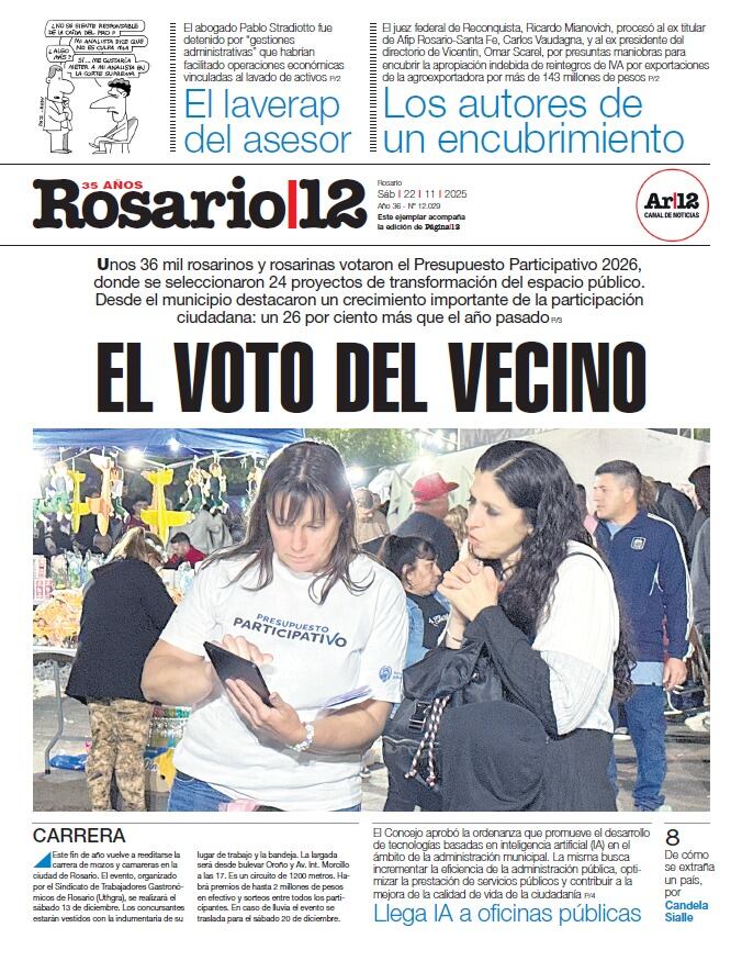 Unos 36mil rosarinos y rosarinas votaron el Presupuesto Participativo 2026, donde se seleccionaron 24 proyectos de transformación del espacio público. Desde el municipio destacaron un crecimiento importante de la participación ciudadana: un 26 por ciento más que el año pasado