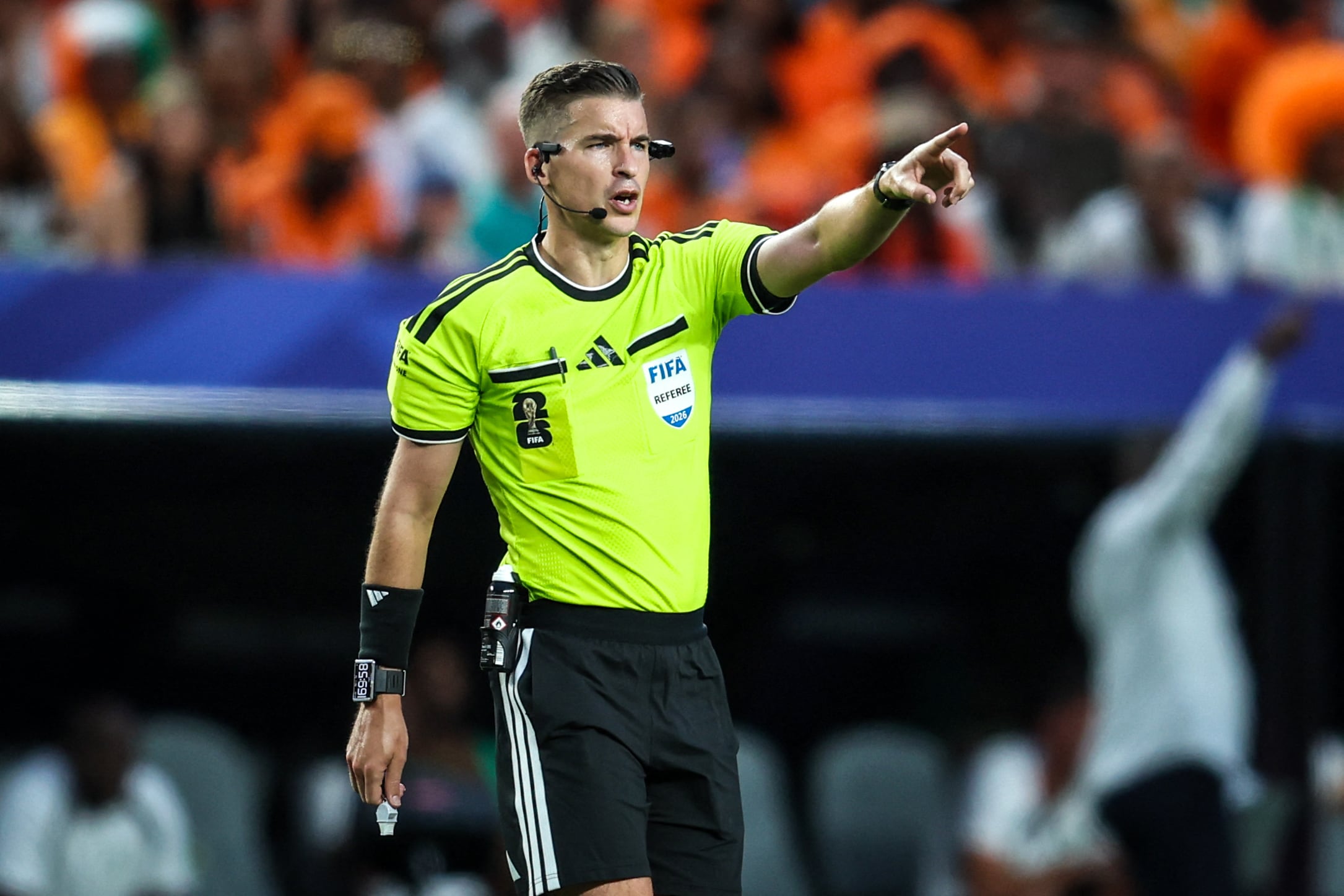 Referee Francois Letexier during the FIFA World Cup USA 2026 Group E match between Cote d'Ivoire and Ecuador at Philadelphia Stadium in Philadelphia, United States, on June 14, 2026. (Photo by Ayman Aref/NurPhoto) (Photo by Ayman Aref / NurPhoto via AFP)