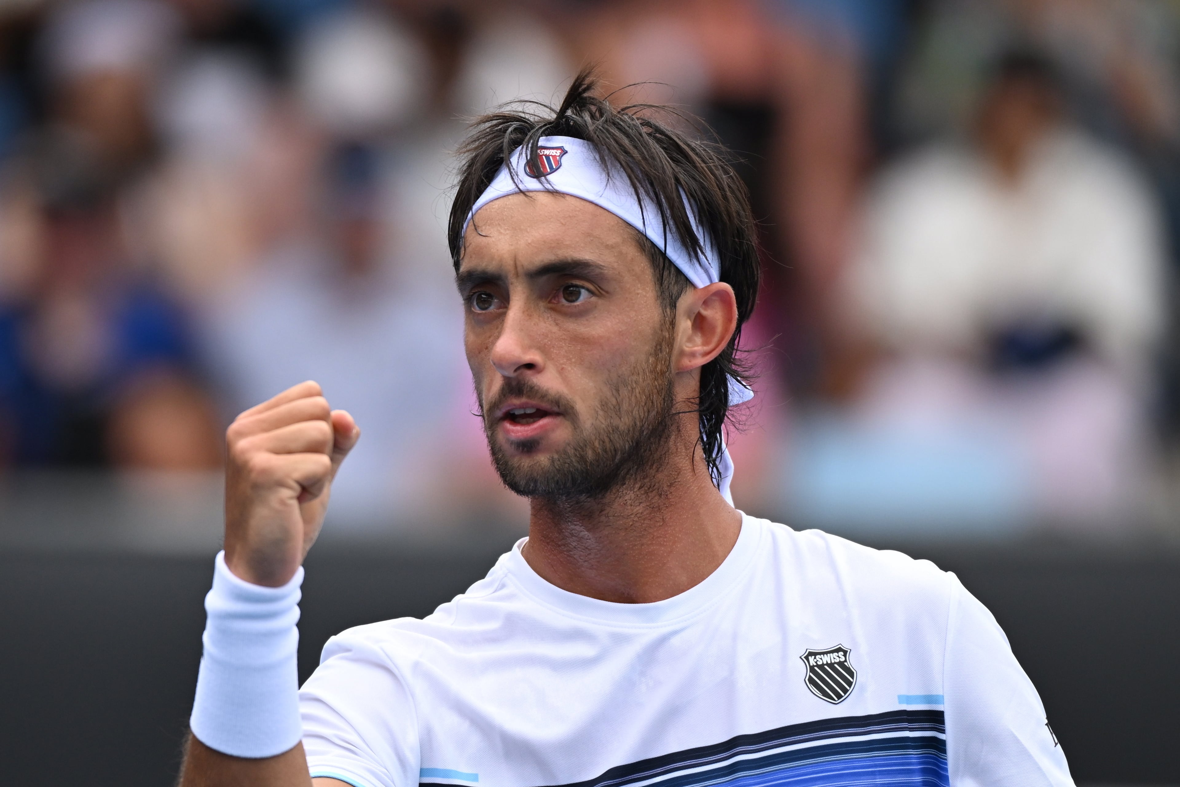 MELBOURNE (Australia), 19/01/2026.- Thiago Agustin Tirante of Argentina reacts while in action against Aleksandar Vukic of Australia during their men's first round match on day 2 of the 2026 Australian Open tennis tournament at Melbourne Park in Melbourne, Australia, 19 January 2026. (Tenis) EFE/EPA/JAMES ROSS AUSTRALIA AND NEW ZEALAND OUT