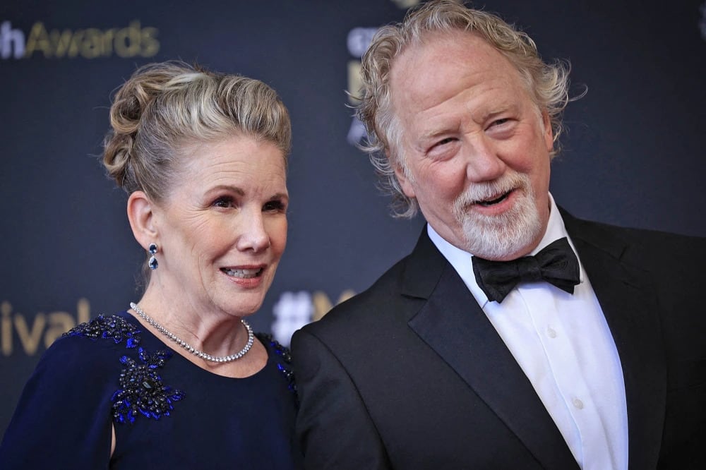 Melissa Gilbert and Timothy Busfield at the Monte-Carlo Television Festival in 2023. Valery Hache / AFP via Getty
