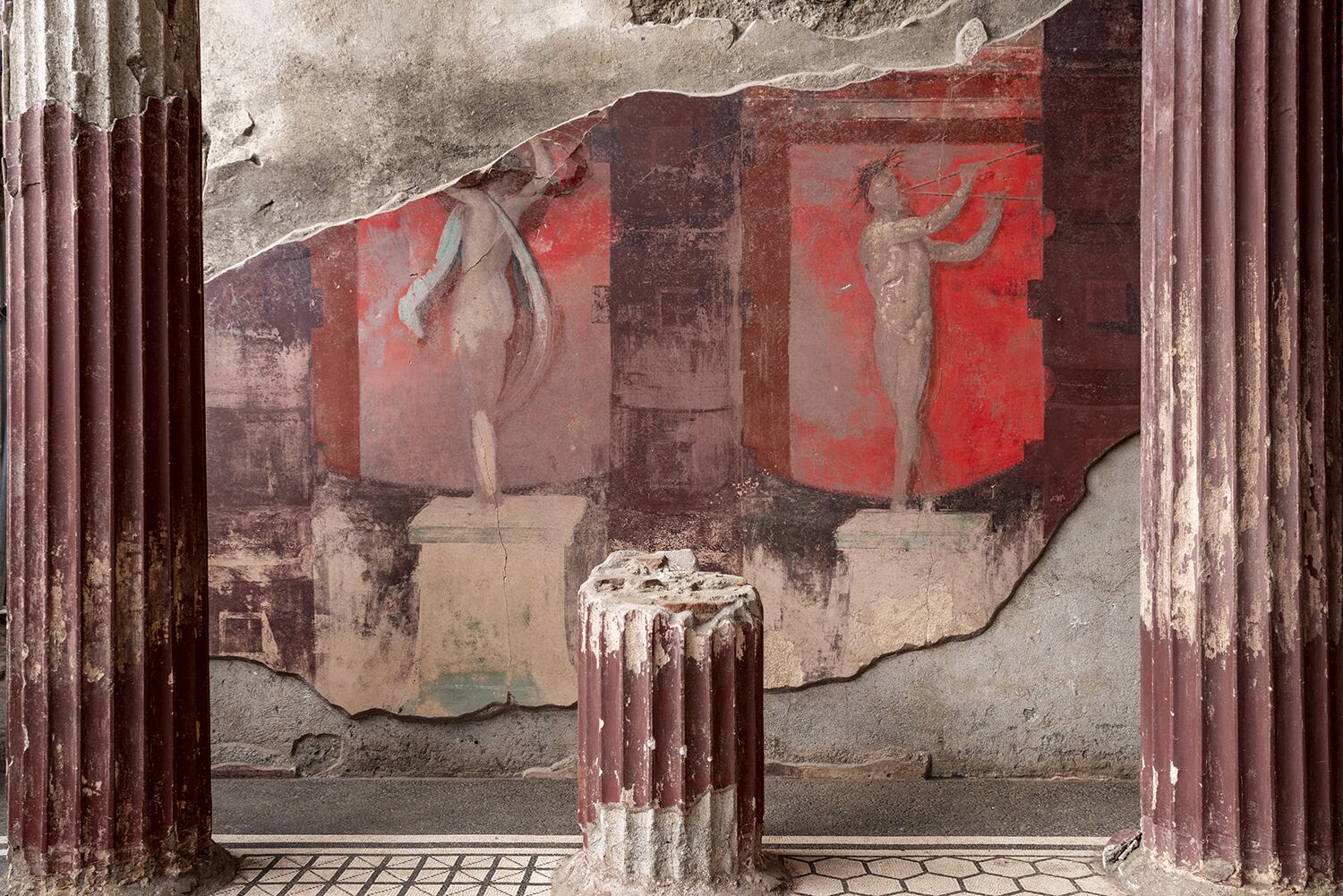Arqueologìa, pinturas descubiertas en Pompeya, antigua ciudad del Imperio Romano
