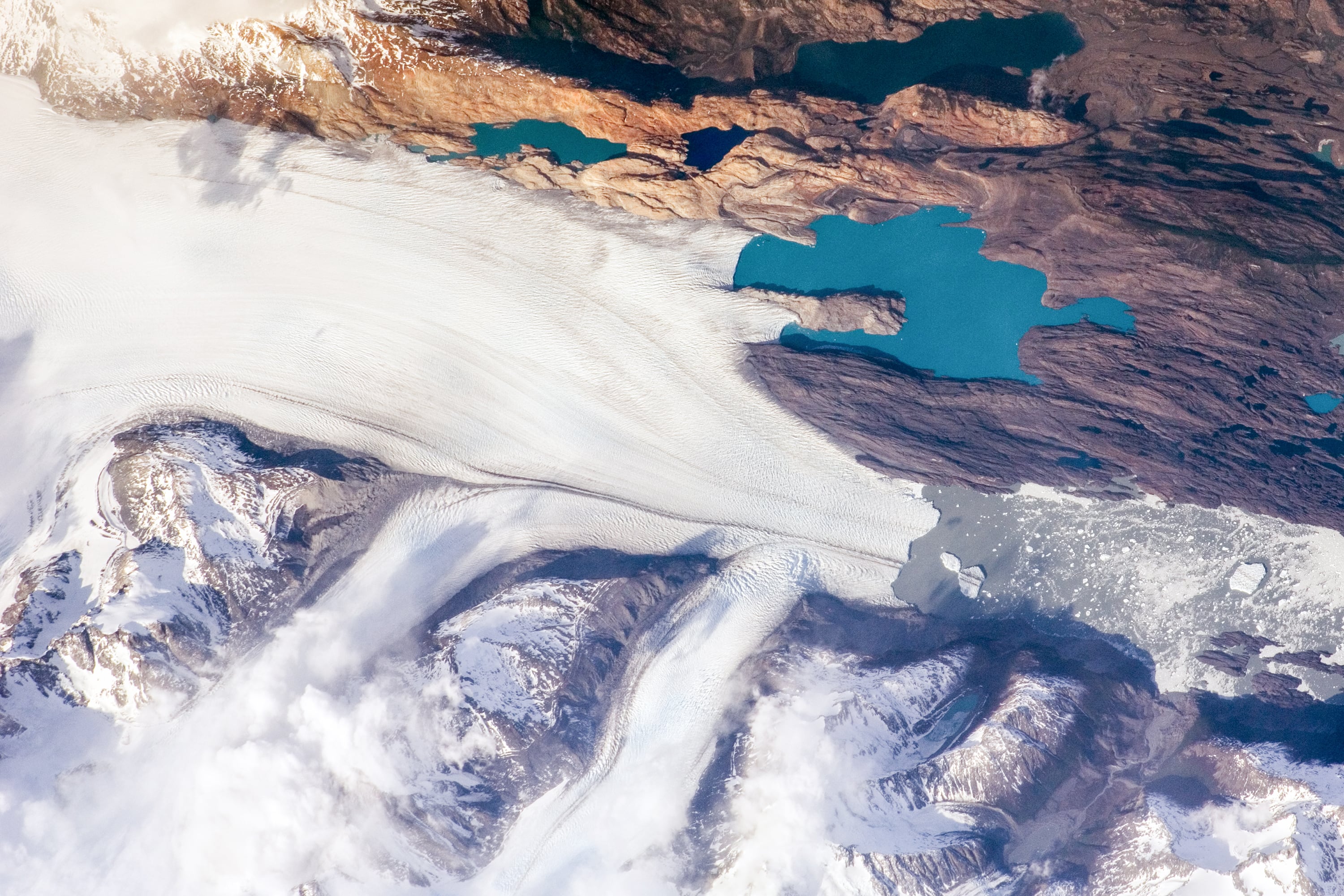 El glaciar Upsala visto desde la International Space Station