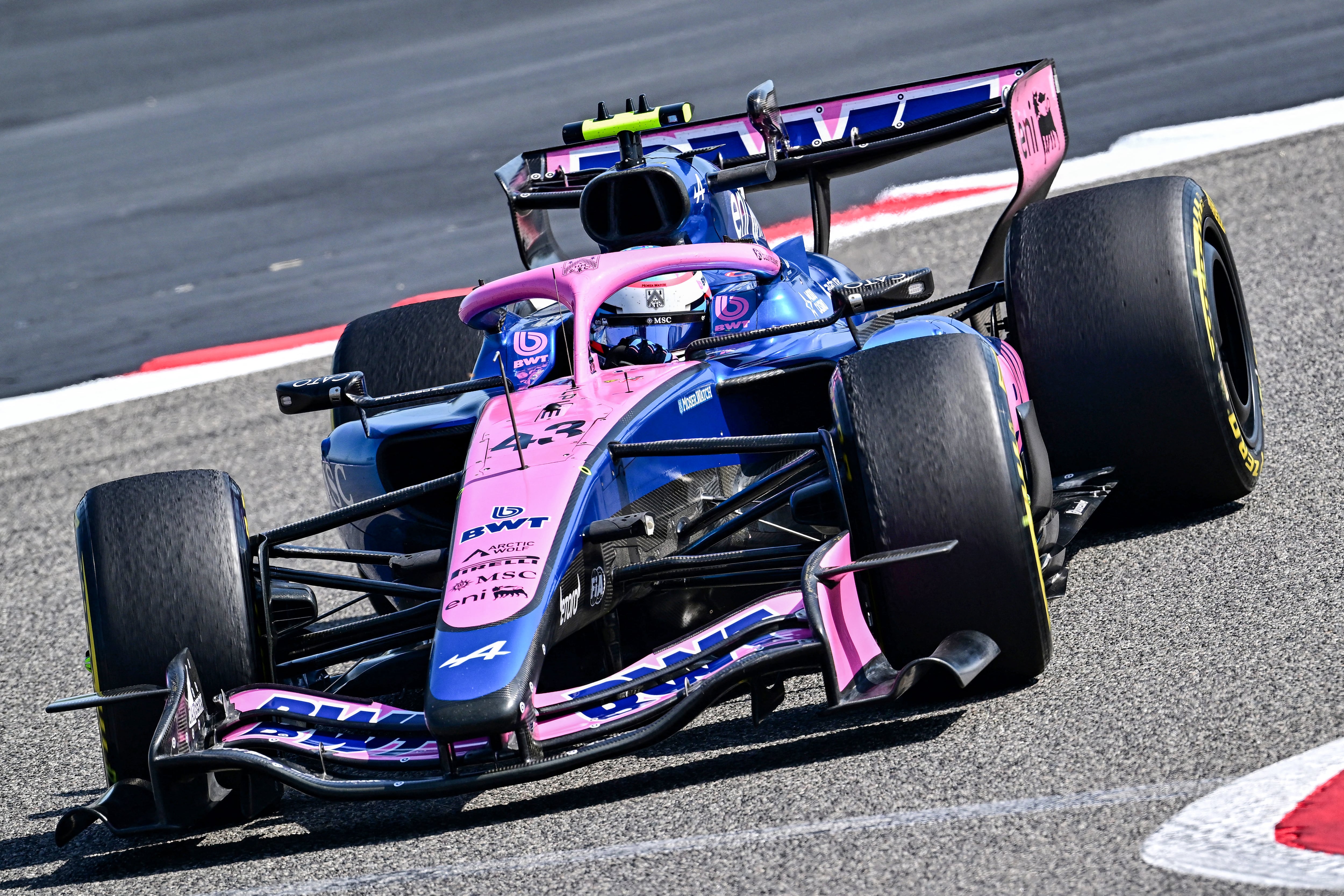 Alpine's Argentine driver Franco Colapinto drives on the third day of the Formula One pre-season testing at the Bahrain International Circuit in Sakhir on February 13, 2026. (Photo by Giuseppe CACACE / AFP)