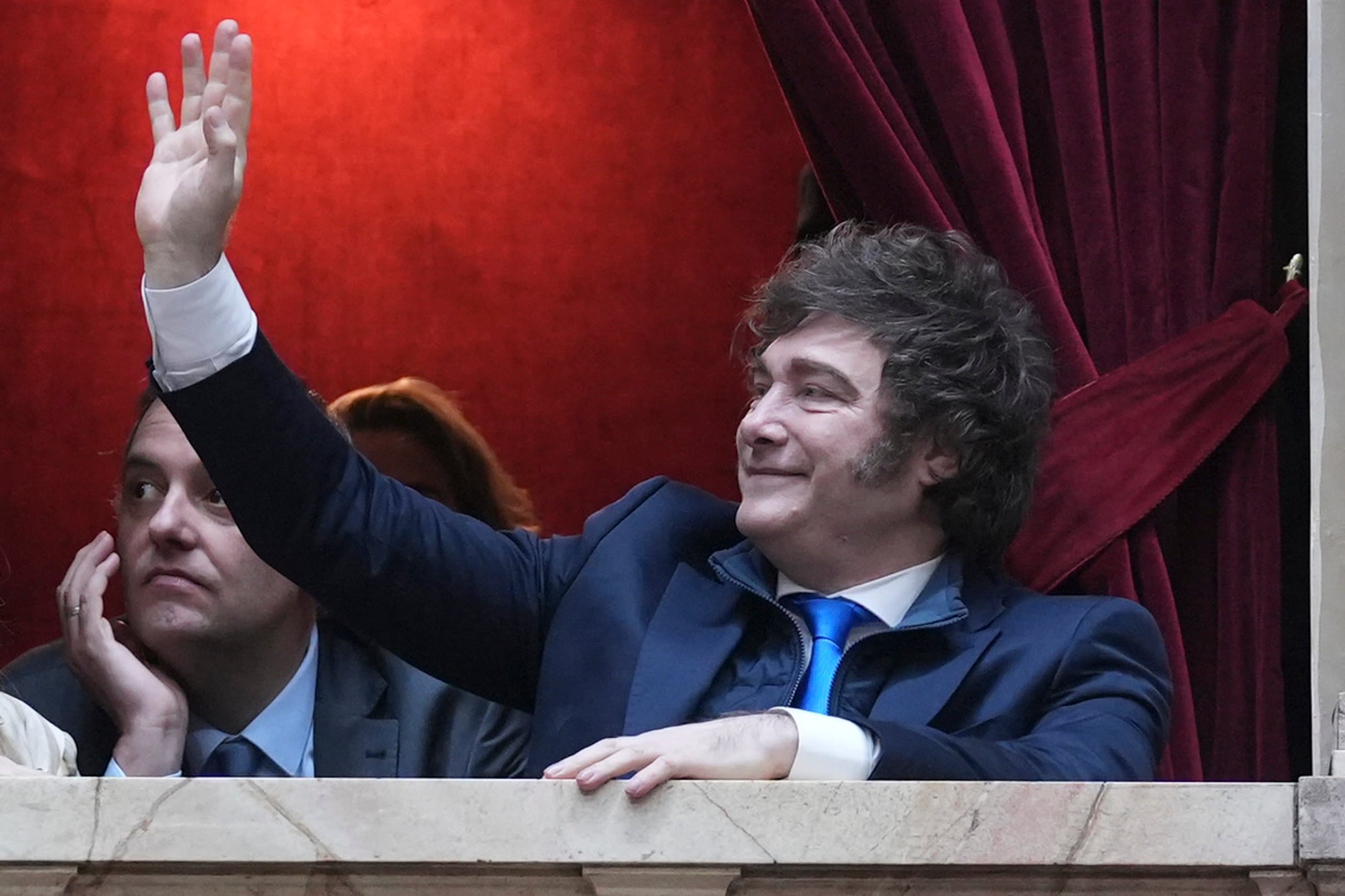 Milei en el palco presidencial de diputados