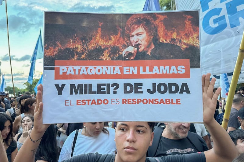 Marcha en protesta por la desatencion del gobierno a los incendios en patagonia