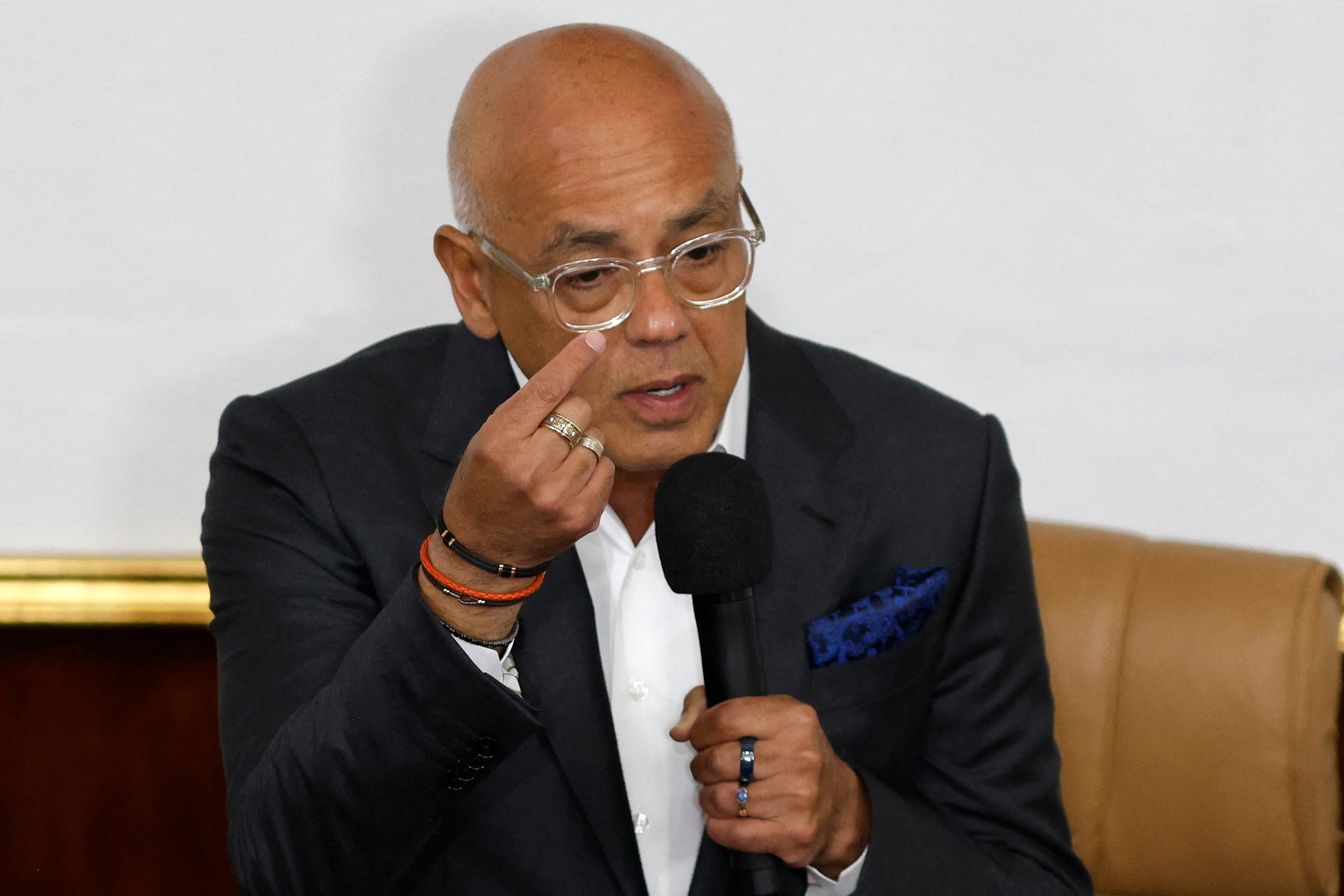 The president of the National Assembly, Jorge Rodriguez, speaks during a session to discuss an amnesty bill proposed by Venezuela's interim President Delcy Rodriguez, in Caracas on February 5, 2026.