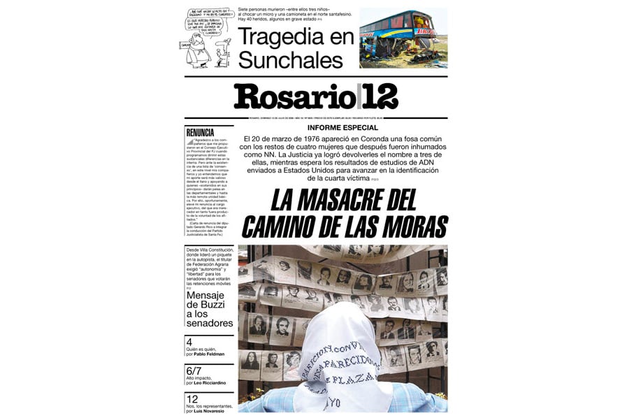 Tapa Rosario12 DDHH La Masacre del camino de las moras
