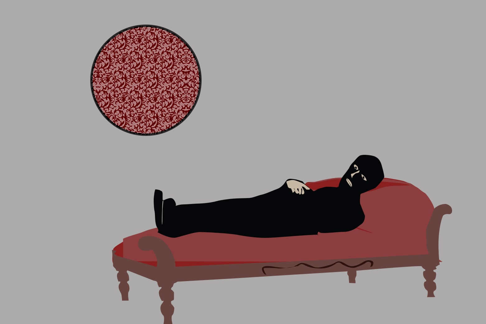 MONTAJE PSICOANALISIS DIVAN ANALISTA 
ILUSTRACION