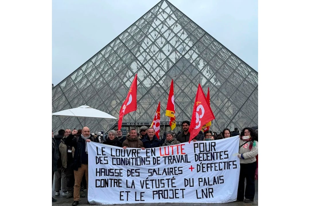 La protesta de los trabajadores del Louvre.