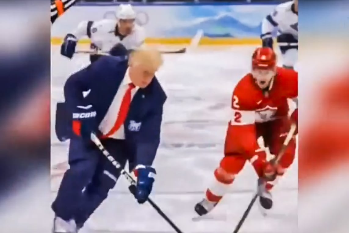 Donald Trump difunde un vídeo con IA jugando al hockey contra Canadá