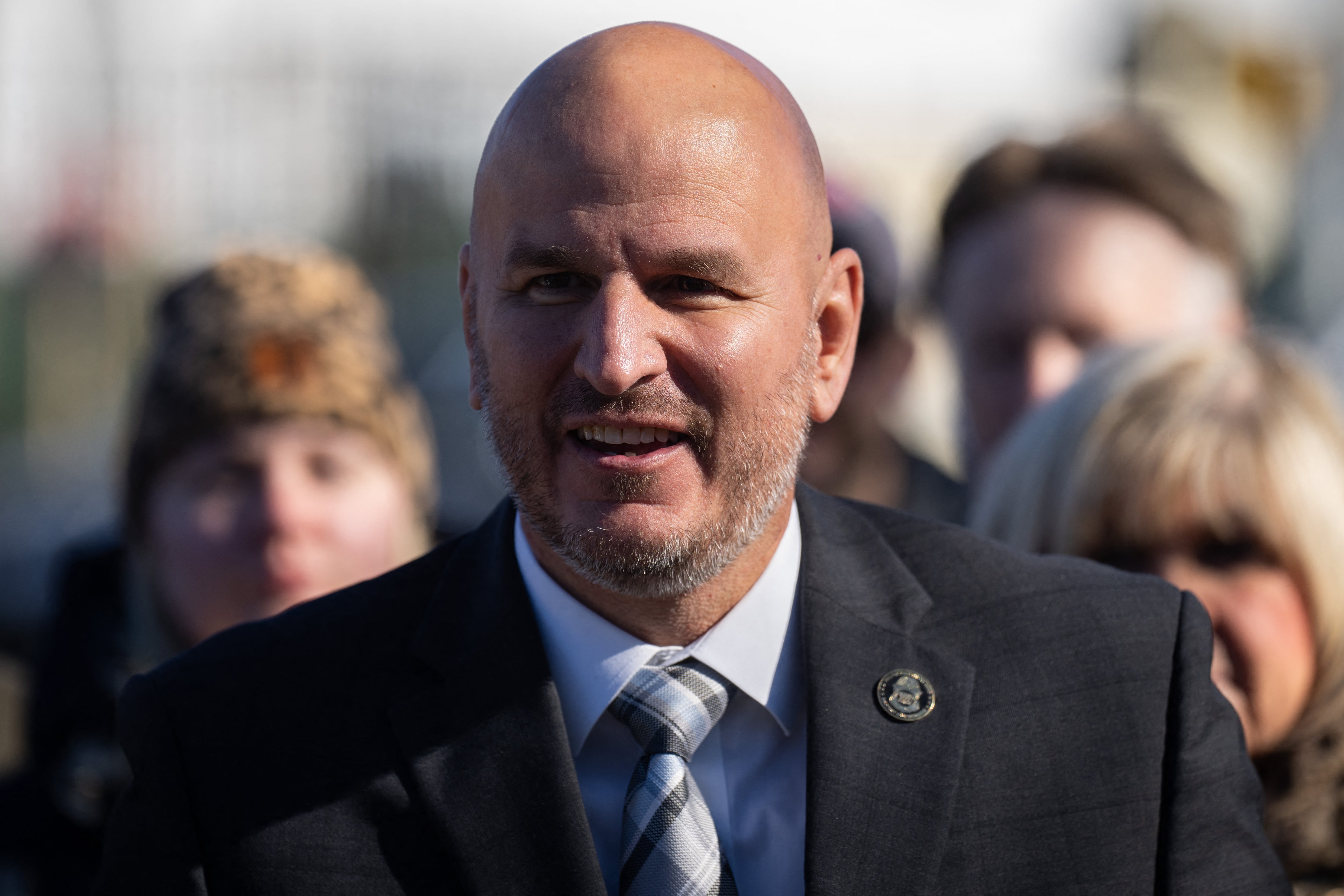 NEW YORK, NEW YORK - FEBRUARY 7: Brandon Judd, President of the National Border Patrol Council speaks at a rally for Congressional candidate for New York's 3rd District Mazi Melesa Pilip, on February 7, 2024, opposite Creedmoor migrant center in the Queens borough of New York City. Pilip is running against the Democrat Tom Suozzi in the February 13, 2024 special election for the House seat vacated by former Rep. George Santos (R-NY). Adam Gray/Getty Images/AFP (Photo by Adam Gray / GETTY IMAGES NORTH AMERICA / Getty Images via AFP)