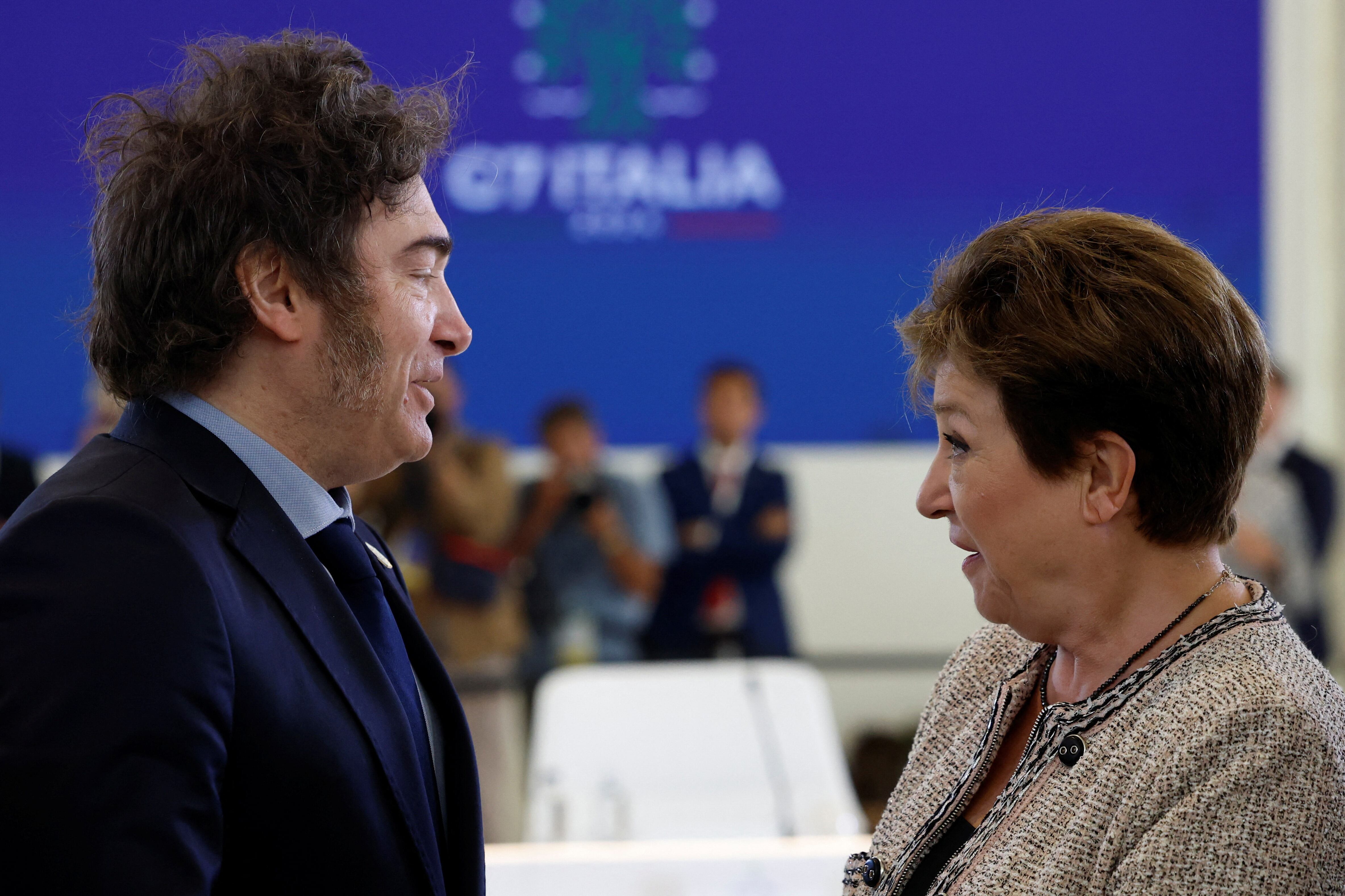 MIlei y Georgieva, en un reciente encuentro en foros internacionales.