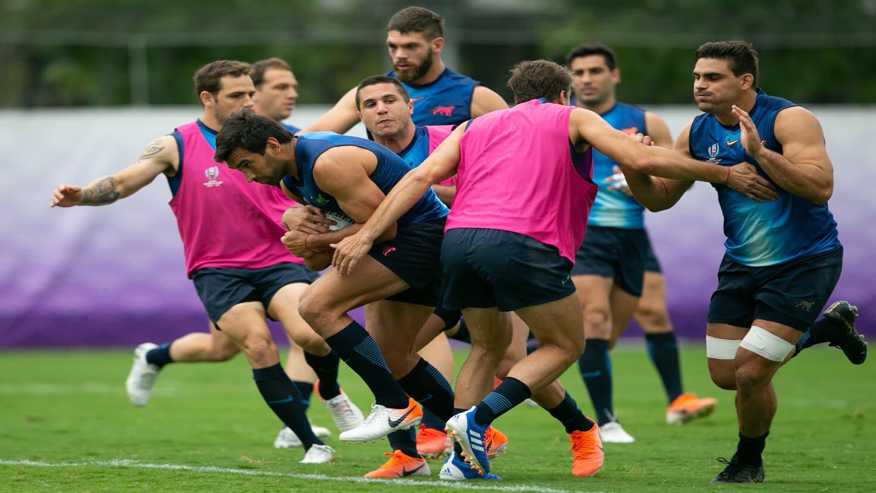 Los Pumas se preparan en Osaka para el partido frente a Tonga.