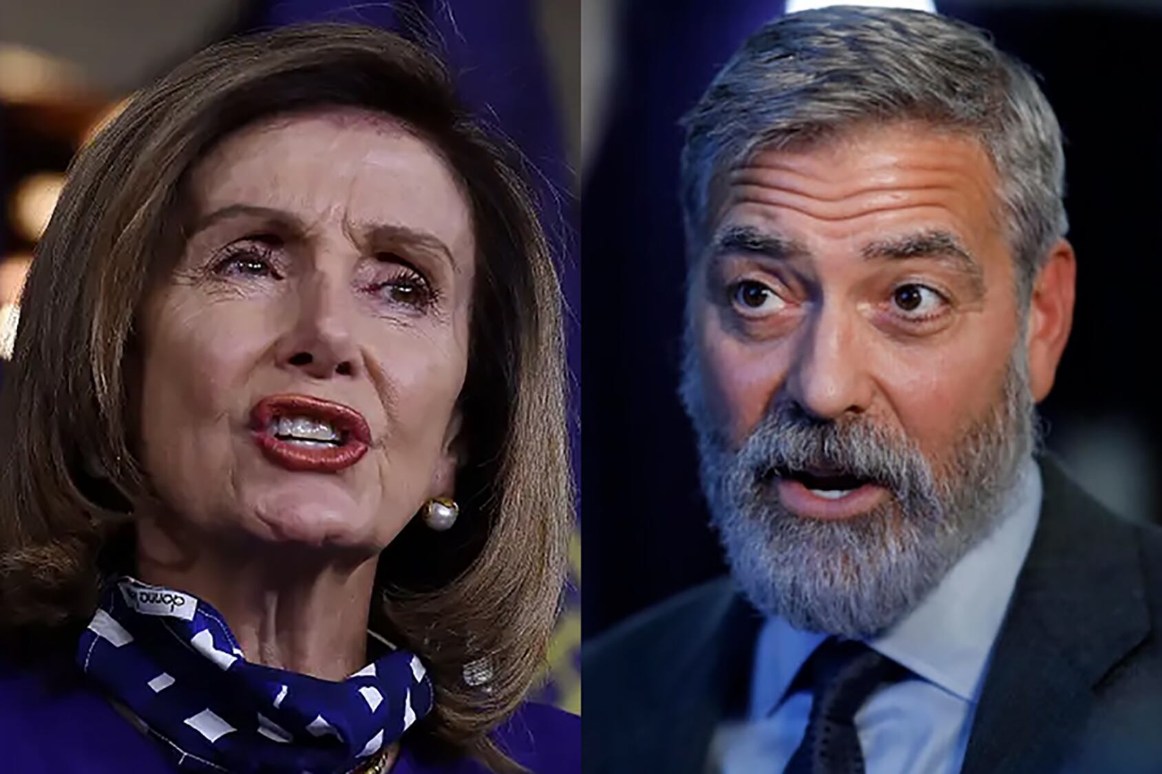 Nancy Pelosi y George Clooney.