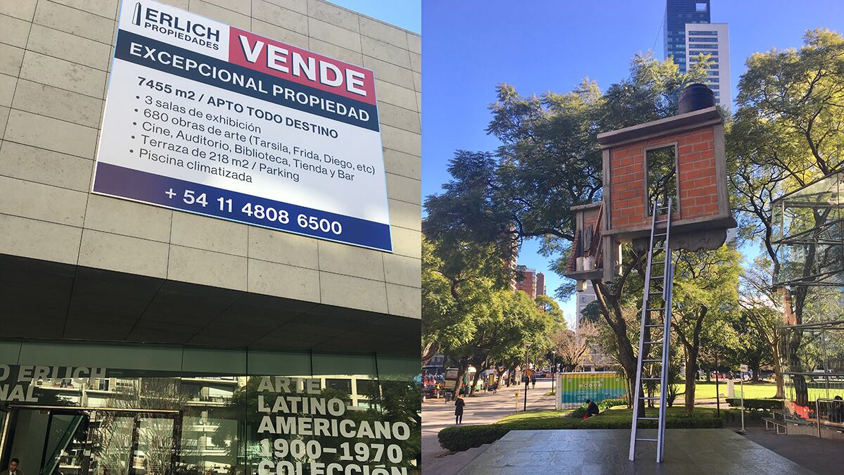 Las dos obras de Leandro Erlich, en la fachada y la explanada del Malba.