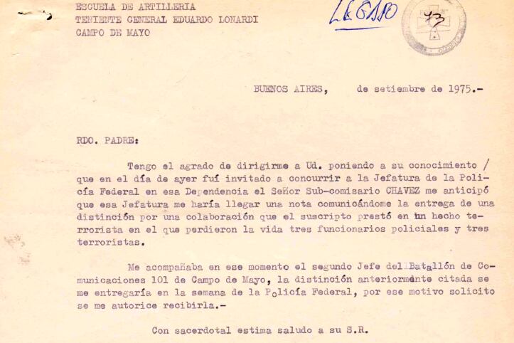 El Vicariato Castrense fue una de las piezas del rompecabezas criminal del terrorismo de Estado. Con más de 400 sacerdotes entre 1975-1983 garantizó la presencia religiosa en la mayoría de las unidades militares del país.