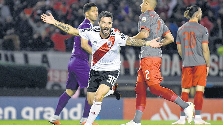 Scocco festeja la apertura del marcador, a los 47 minutos.