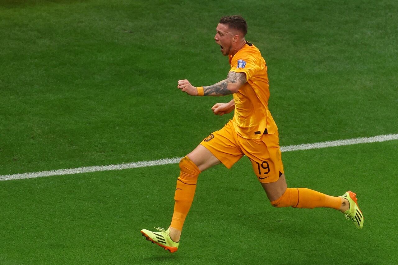 Wout Weghorst festeja con alma y vida el increíble gol del 2-2 de Países Bajos ante Argentina