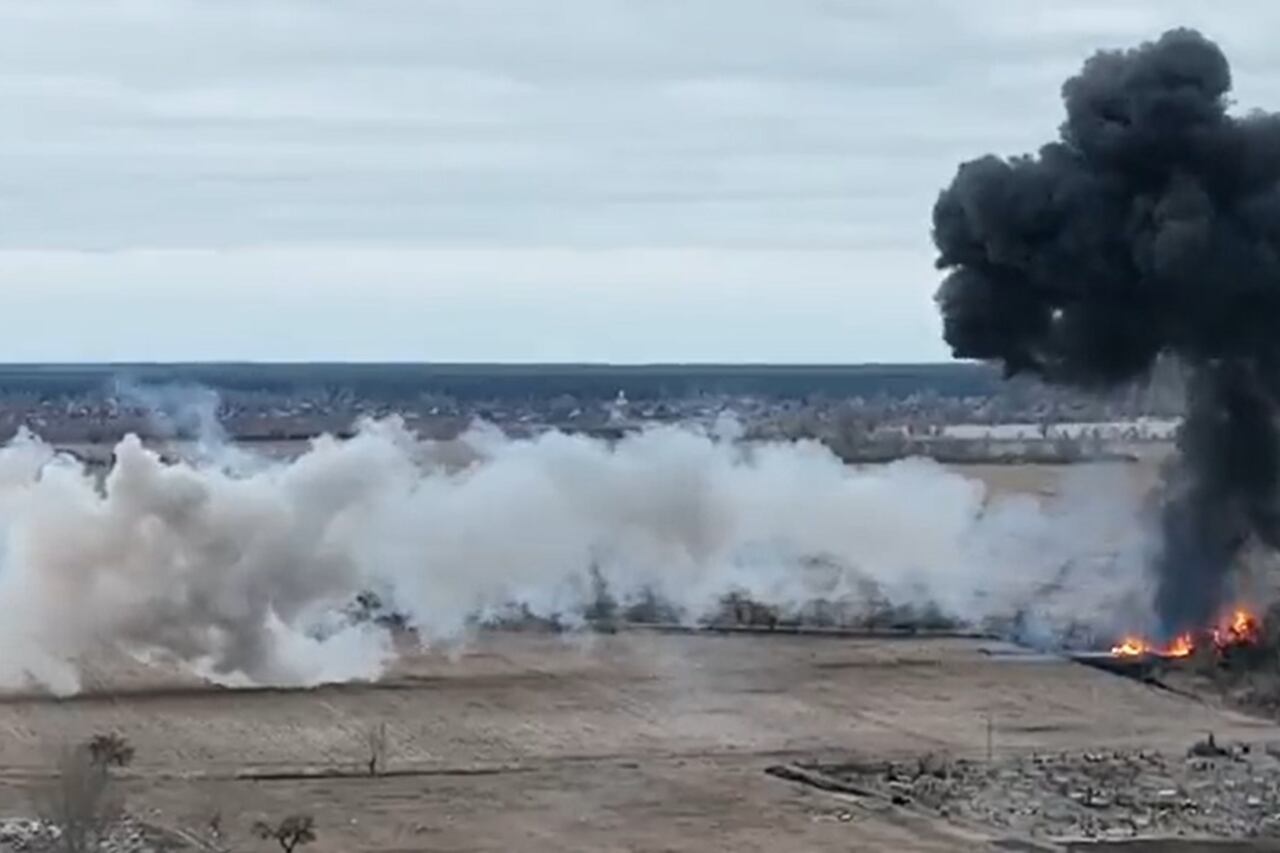 El momento de la caída del helicóptero.