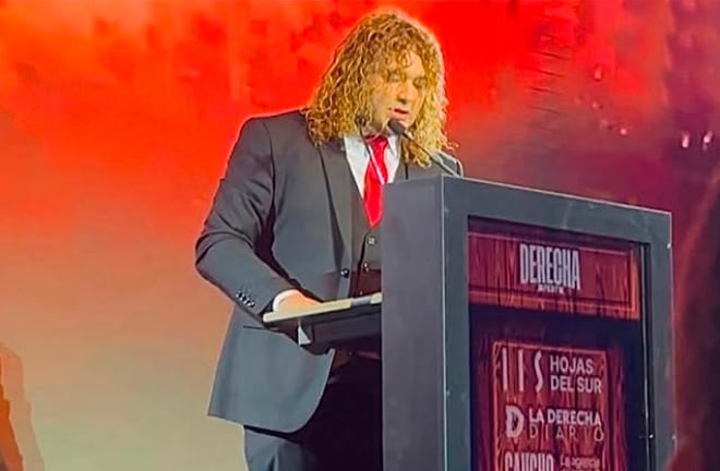 Rigoberto Hidalgo, el joven "filósofo cristiano" costarricense que participó en la Derecha Fest de Milei en Córdoba.