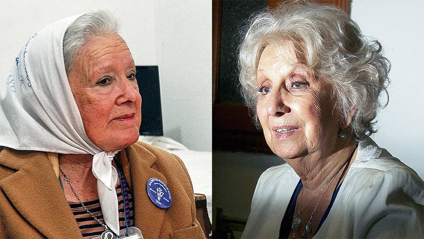 En contra del fallo: Nora Cortiñas y Estela Carlotto, de Madres y Abuelas de Plaza de Mayo.