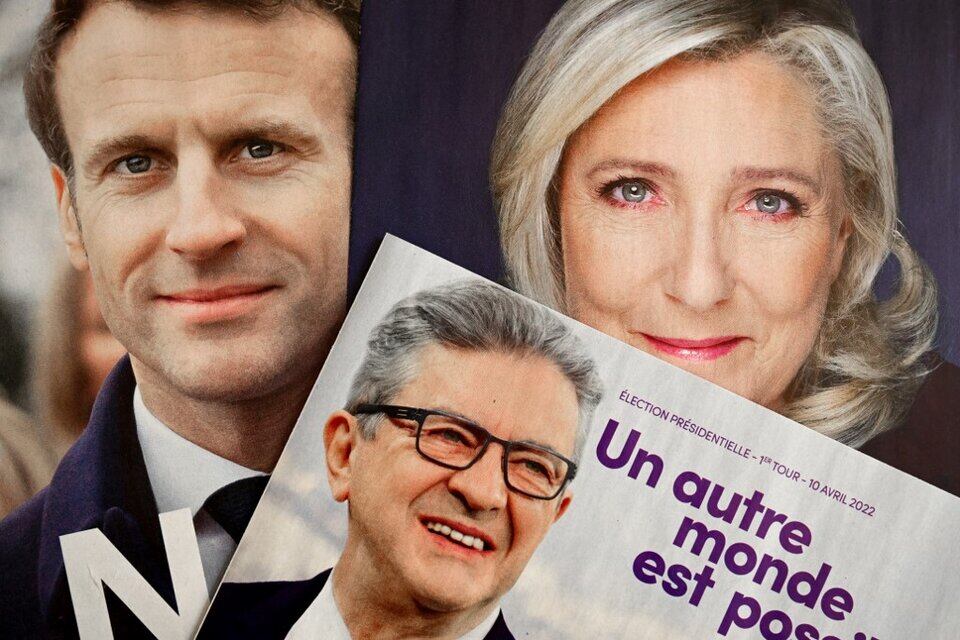 Macron, Le Pen y Mélenchon, los tres candidatos más votados.