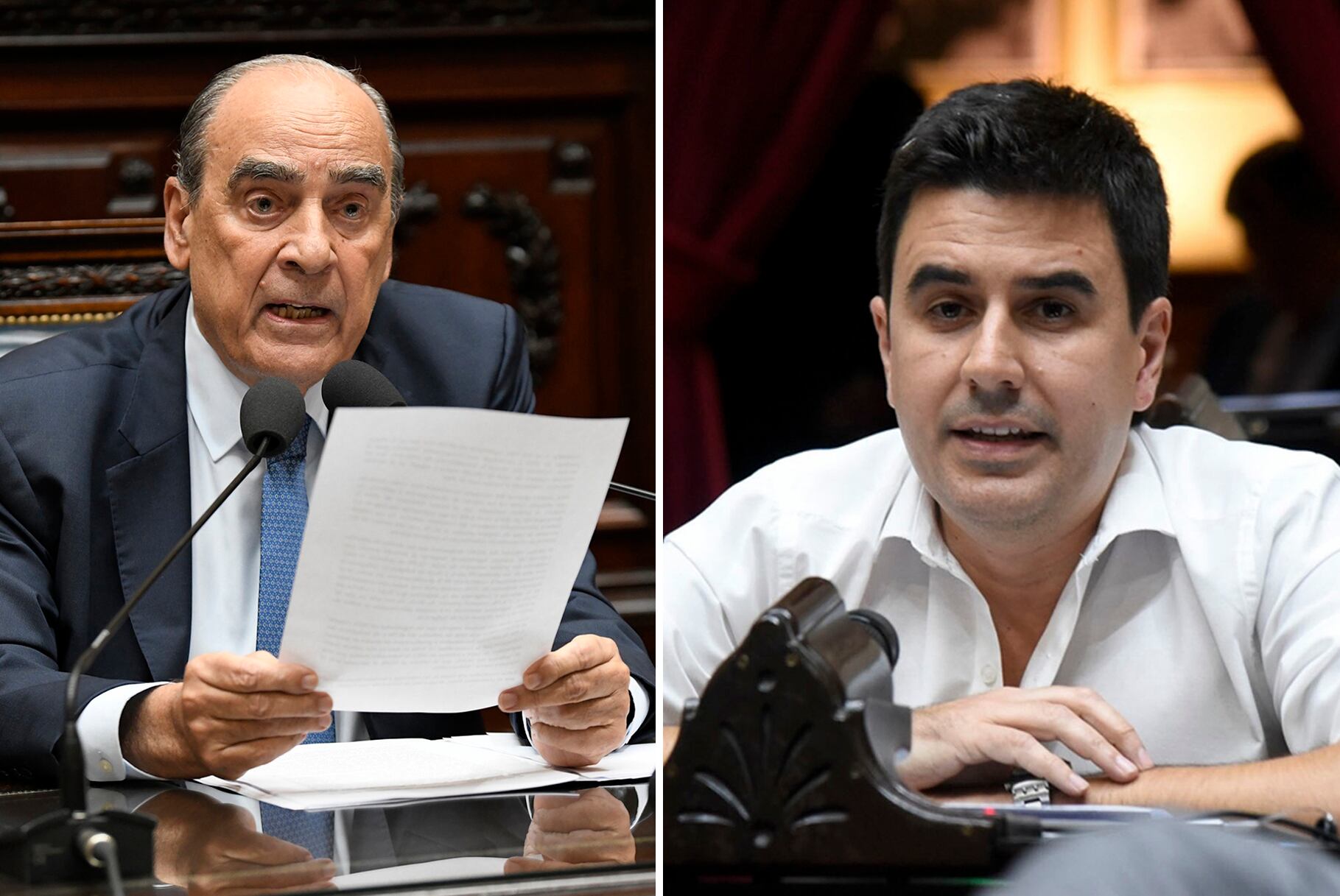 Guillermo Francos y Eduardo Toniolli en la interpelación en el Congreso.