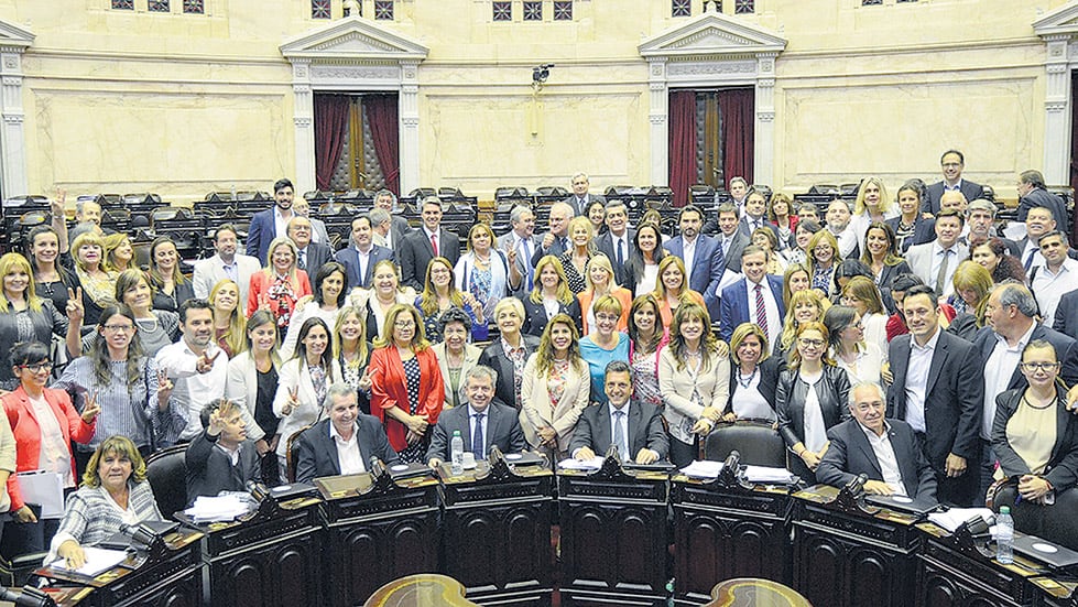 Diputadas de todos los bloques festejaron la ley de paridad de género.